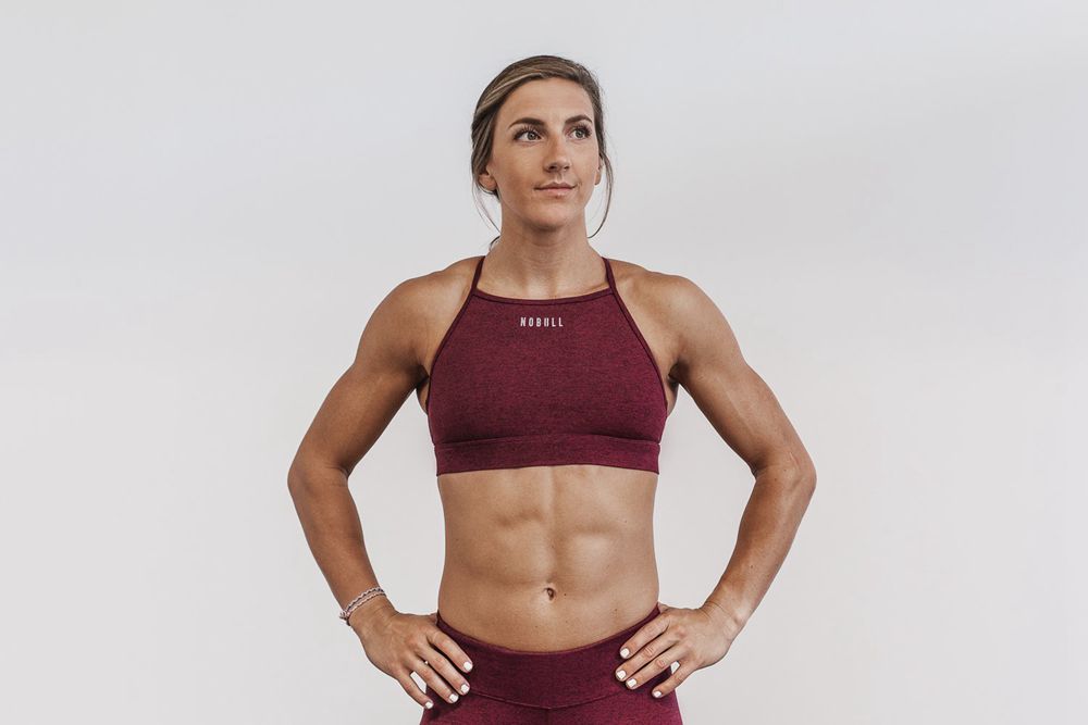 NOBULL Women's High-Neck Sports Bras - Wine Heather - Ireland (6371MGBSK)